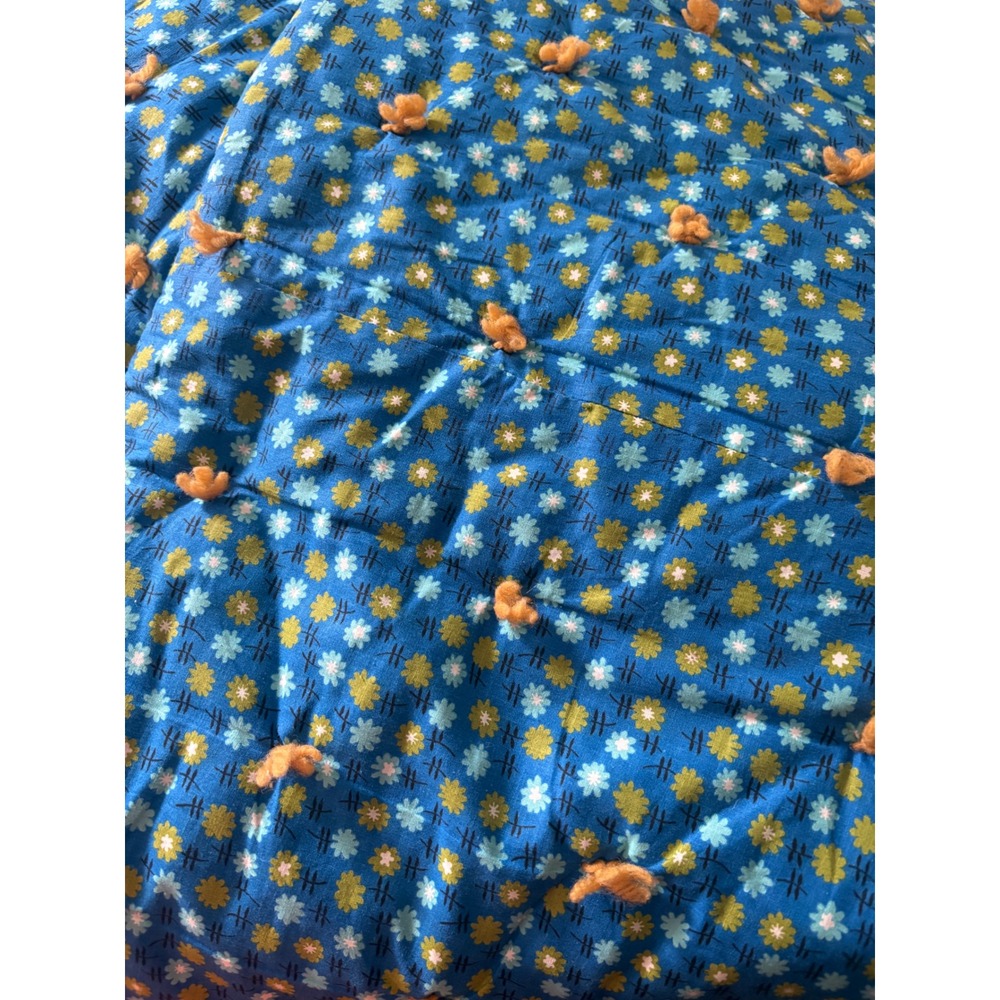 Handmade Blue Flower power blanket comforter Farmhouse Decor